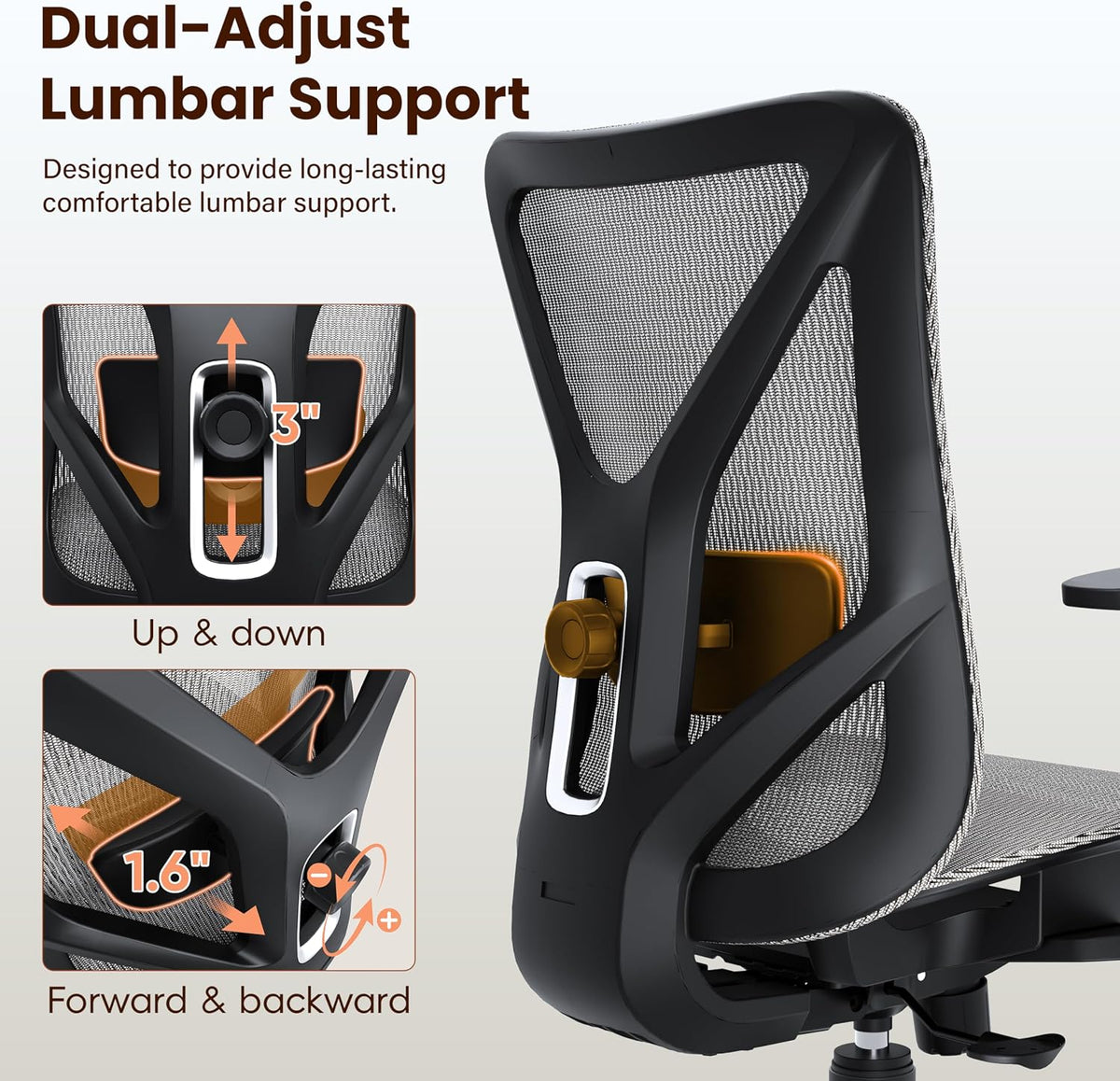 Ergonomic Office Chair, Mesh Computer Desk Chairs with BIFMA X5.1 Certified, Adjustable Lumbar Support, 3D Arm, Tilt Back, Wide Seat, Comfy Swivel Work Task Chair for Company and Home (Dawn Grey)