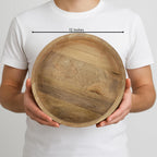 Round Wood Serving Tray, 12 in, Natural