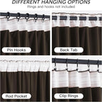 RYB HOME Brown Blackout Curtains 84 inches Long Velvet, Room Darkening Thermal - Image 4