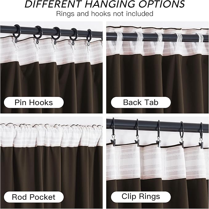 RYB HOME Brown Velvet Curtains 72 inches - Image 4