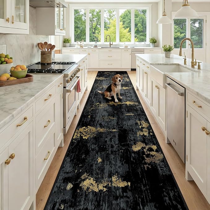 Washable Area Rugs 3x12 Non-Slip Modern Abstract Soft by RELEANY