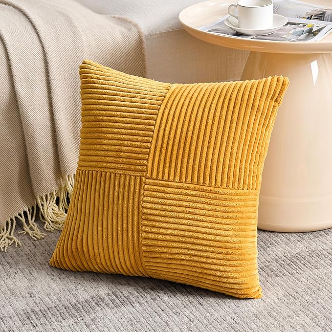 Fancy Homi 2 Packs Gold Yellow Big Decorative Throw Pillow Covers 24x24 Inch - Image 2