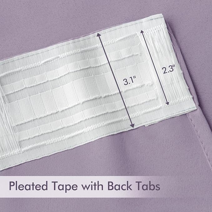 MIULEE Lilac Back Tab Blackout Curtain 96 Inch Long 2 Panels Set - Image 4