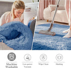 OLANLY Blue Round Rugs for Bedroom - Image 2