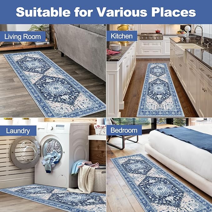 Yamaziot Washable Runner Rug, 2x6 Non-Slip Boho Vintage Hallway Rug Runner - Image 6