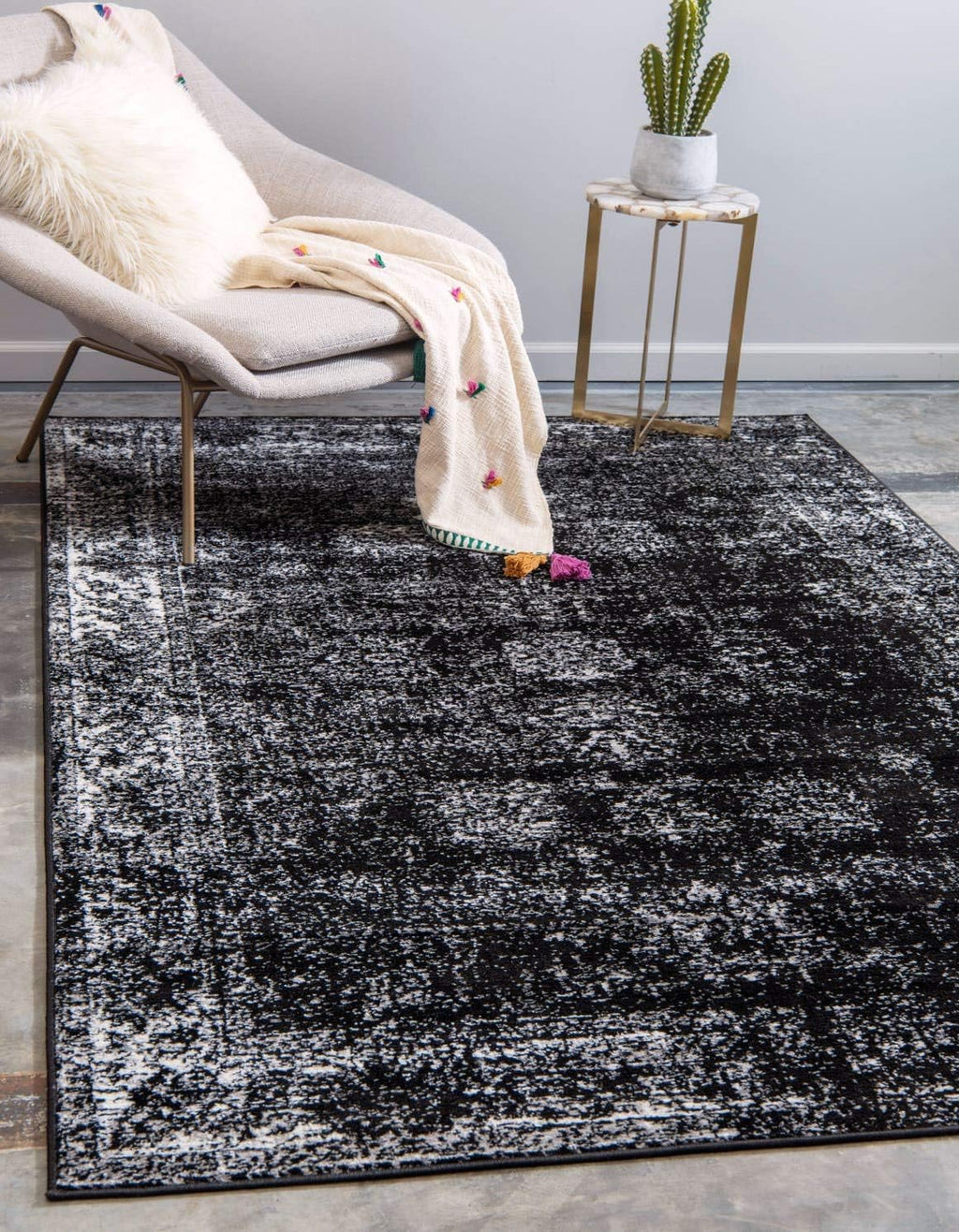 Unique Loom Sofia Collection Area Rug - Casino (2' 2" x 3' 1" Rectangle, Black/ Ivory)
