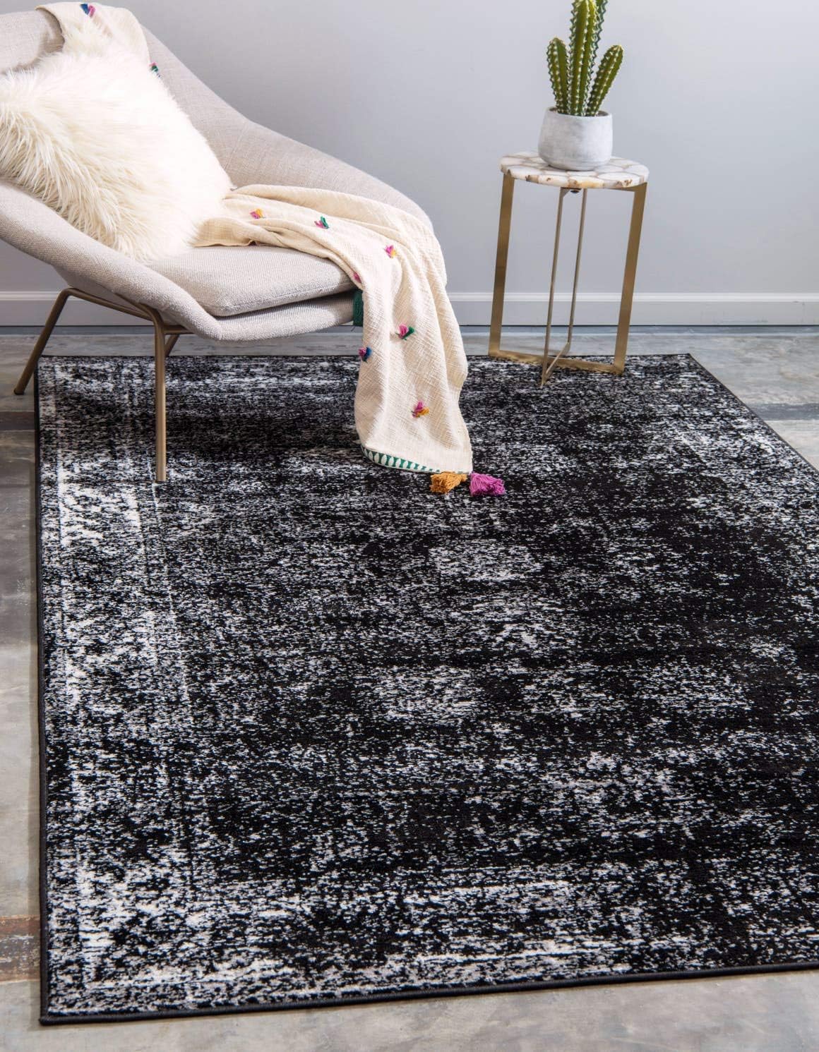 Unique Loom Sofia Collection Area Rug - Casino (2' 2" x 3' 1" Rectangle, Black/ Ivory)