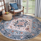 SERISSA Boho Round Area Rug, 4ft Washable Non-Slip Circle Rug, Ultra Soft by SERISSAHomeDecorCollection