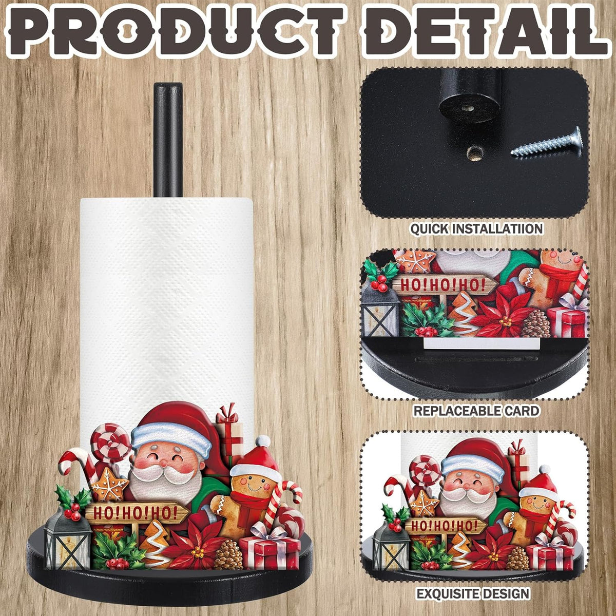 LemonRoad 17 Pcs Christmas Interchangeable Paper Towel Holder, Fresh