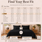 CozyLux Queen Comforter Set Black - 7 Pieces Vertical Quilted Bed in a Bag