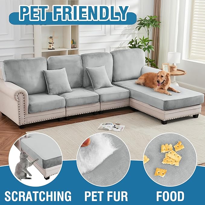 Couch Cover Stretch Velvet Sofa Cushion Cover 2-Piece - Image 5