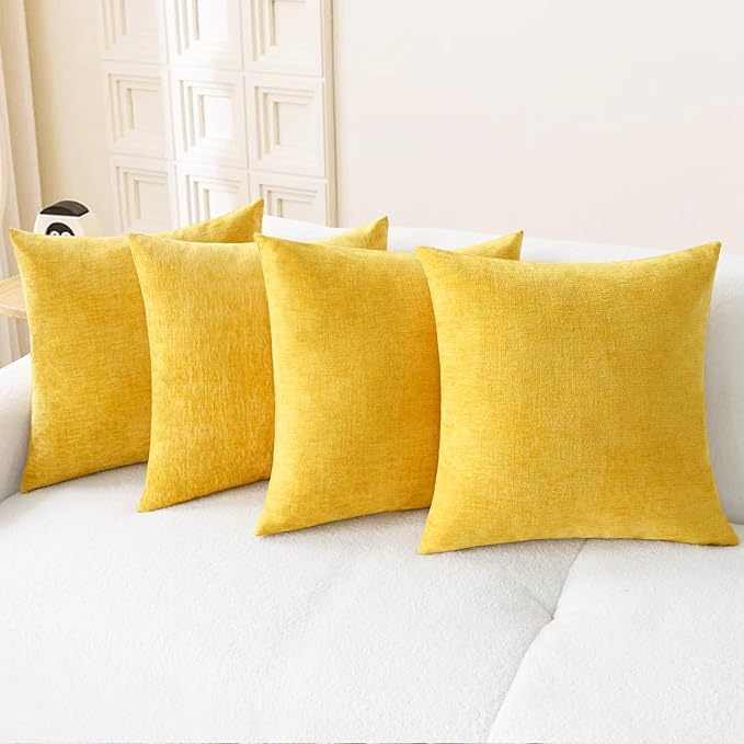 CaliTime Throw Pillow Covers Decorative 18 X 18 Inches Pack of 4 Cozy Chenille by CaliTime