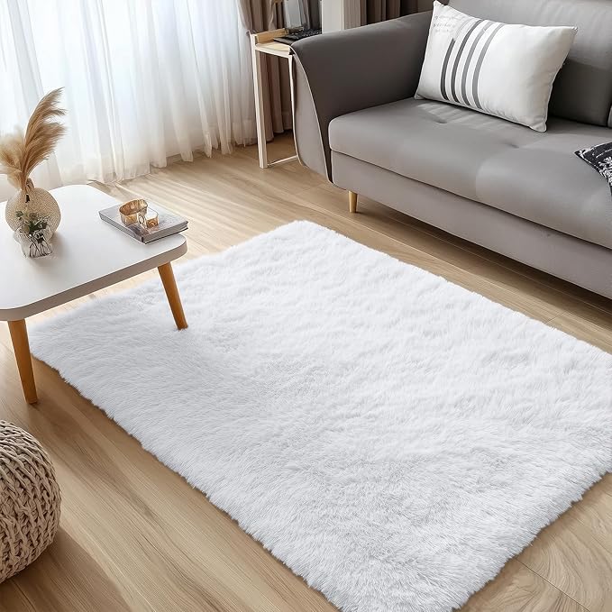 OLANLY 4x5 Machine Washable Accent Rug, Soft Fluffy Shaggy Area Rug - Image 5