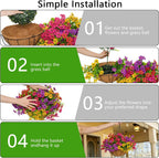 2 Set Artificial Hanging Flowers with Baskets for Outdoor Decor