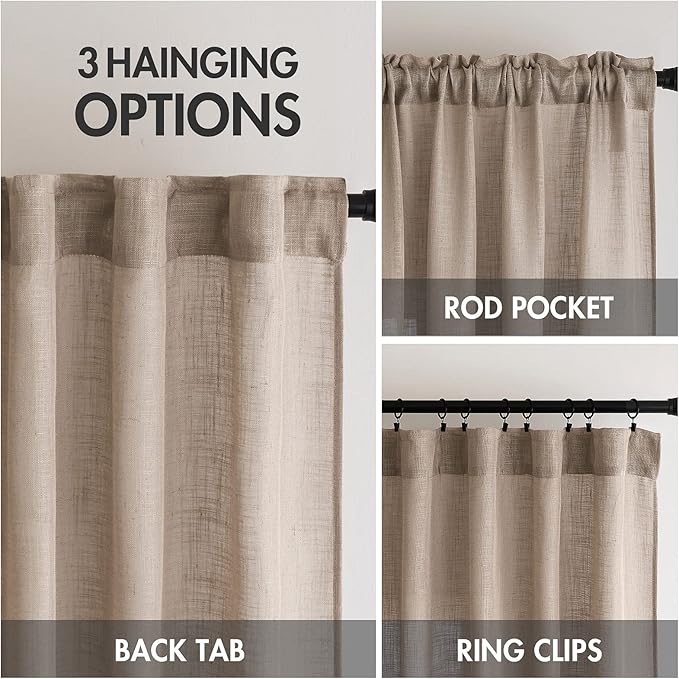 MIULEE Taupe Linen Curtains 90 Inch Long - Image 3