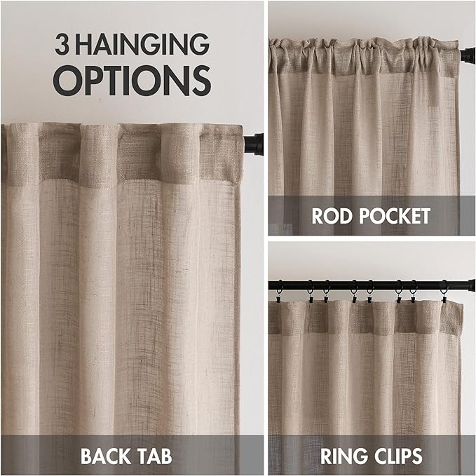 MIULEE Taupe Linen Curtains 108 Inches Long - Image 3