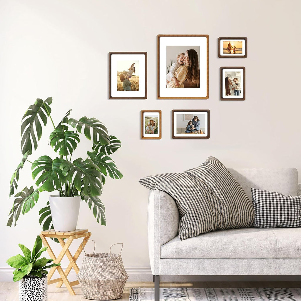 4x6 Picture Frame Set of 2, Solid Wood Frames with Tempered Glass