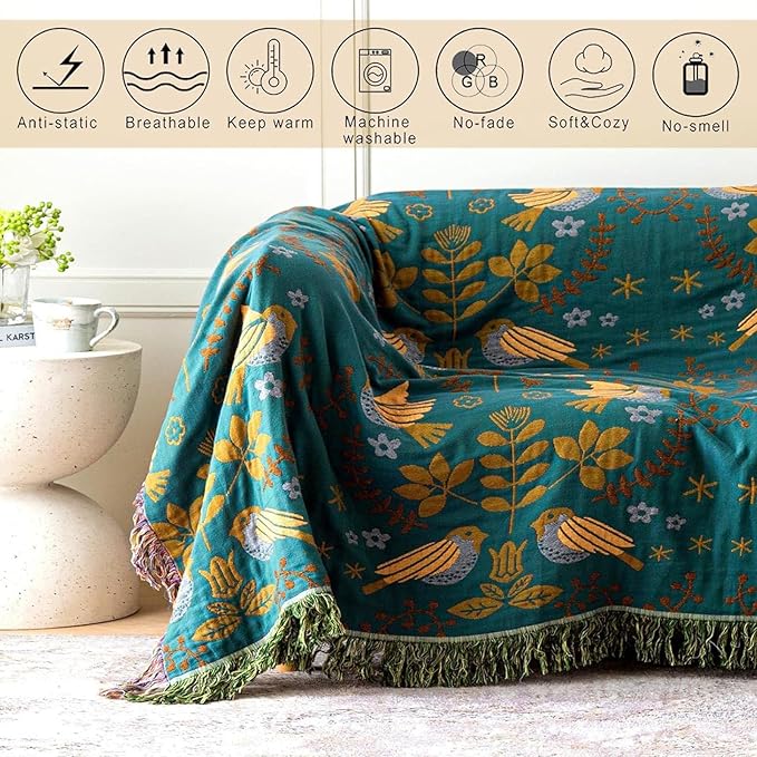 MSGKV Boho Throw Blanket 50"x60" Cotton Blanket - Image 4