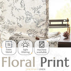 jinchan Linen Floral Curtains 63 Inch Length - Image 2