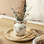 Set of 2 Distressed Ceramic Vase Rustic Farmhouse Dual Handles