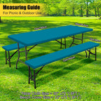 Smiry Picnic Table Cover with Bench Covers, Waterproof Elastic Fitted Polyester Tablecloths for 6 Ft Rectangle Tables, Washable Windproof Tablecloth for Camping, RV & Outdoor (Turquoise, 30x72 Inches)