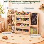Multifunctional Toy Storage Organizer with Chalkboard: 4-in-1 Design
