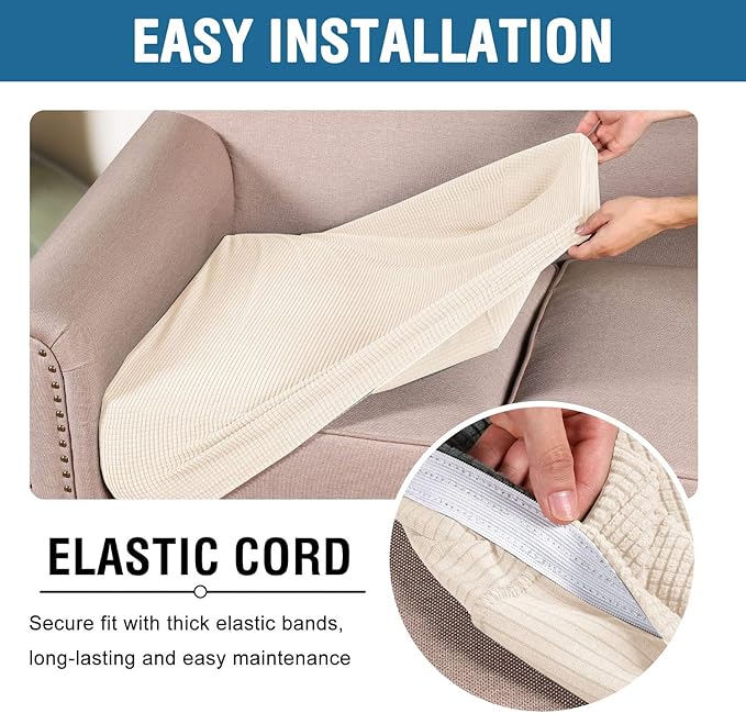 H.VERSAILTEX High Stretch Individual Seat Cushion Covers Sofa Slipcovers Couch - Image 5
