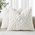 decorUhome Throw Pillow Covers 24x24 Inch Set of 2, Soft Plush Faux Wool Cream by decorUhome