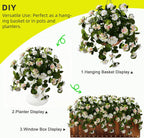 Artificial Geranium Flowers for Outdoor 2 Pcs Artificial White Flower Fake Flowers with Stems Silk Realistic Look Real Floral Arrangement for Front Door Porch Planter Patio Balcony (2 Pcs White)
