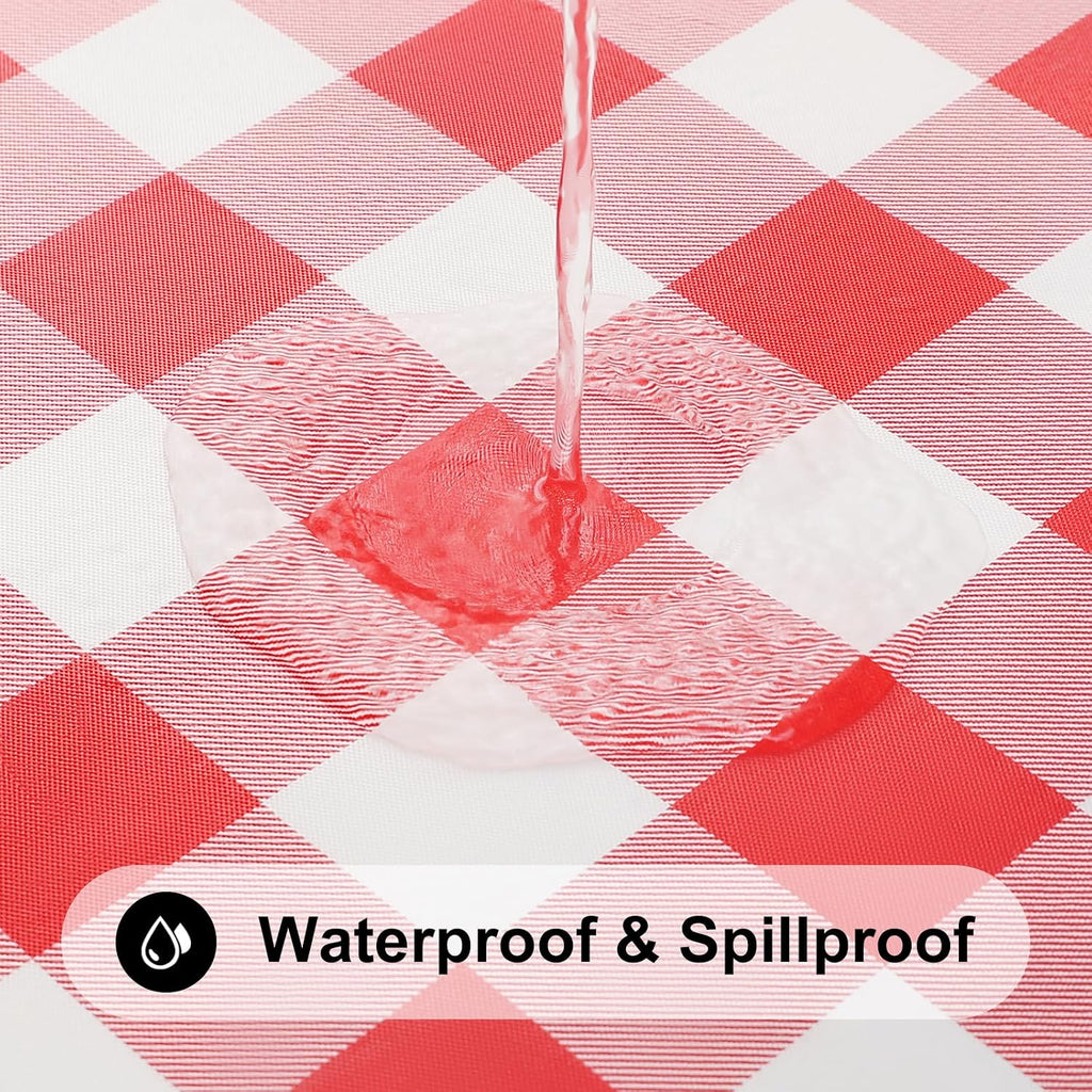 Smiry 8 Foot Picnic Table Cloth, Flannel Backed Fitted Vinyl tablecloths