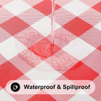 Smiry 8 Foot Picnic Table Cloth, Flannel Backed Fitted Vinyl tablecloths