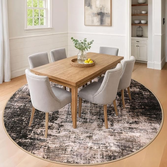 IOHOUZE Abstract Round Area Rug 8 Ft Washable Circle Rugs Large Round Rug Non - Image 2