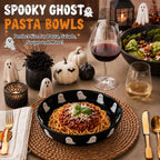 4 Pcs Halloween Ghost Ceramic Pasta Bowls Microwave & Dishwasher Safe, 40oz