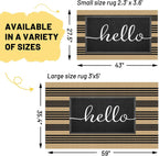 KILOCOCO Striped Rug 3x5 ft Washable Woven Front Door Rug, Brown and Black