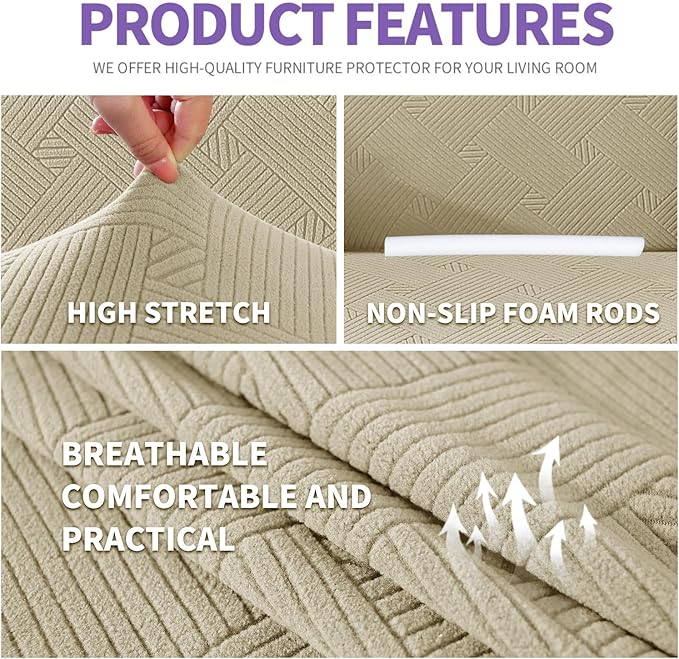 ZNSAYOTX Super Stretch Chair Slipcover, New Striped Sofa Chair Covers - Image 3