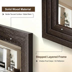 Farmhouse Rustic Wood Framed Bathroom Vanity Mirror for Wall, 24x36, Brown