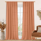 LAMIT Terracotta Linen Boho Curtains 84 inch Length 2 Panels, Light Filtering by LAMIT
