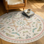 Insect Pink and Blue 5ft Round Area Rug by HazoHaus