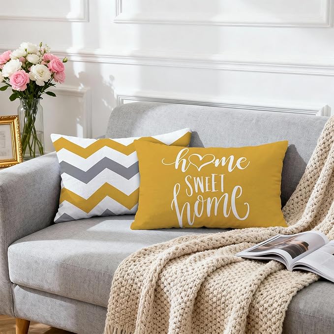 Hexagram Geometric Yellow Pillow Covers 12x20 Set of 4, Decorative Outdoor Boho - Image 6