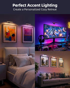 EZVALO RGB Picture Light for Wall, 2400mAh Wireless Rechargeable Color Changing Art Light with Remote, 16 Colors, Dimmable Magnetic LED Display Lights for Painting, Bedroom, Gaming Room (Black-3P)