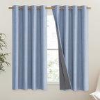 NICETOWN Stone Blue Vintage Linen 100% Blackout Curtains - Image 2