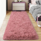 Soft Runner Rugs for Bedroom Hallways, 2x5 Blush Pink Fluffy Shag Throw Area by Ailyei