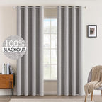 MIULEE Linen Texture Curtains for Bedroom Solid 100% Blackout Thermal Insulated by MIULEE