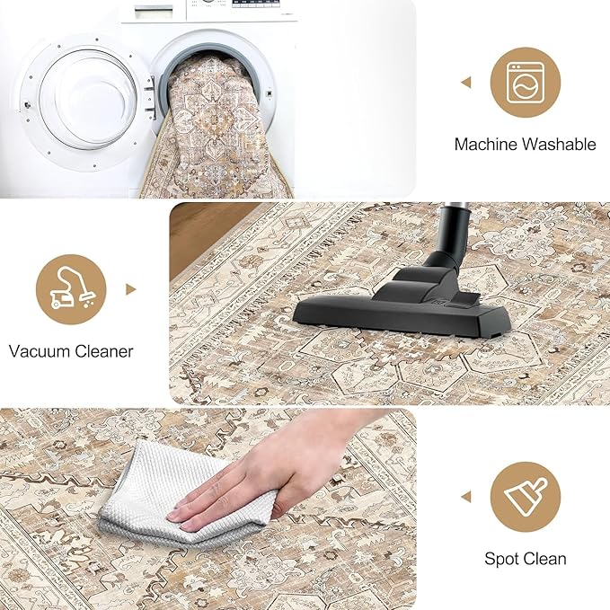 Yamaziot Washable Runner Rug, 2x10 Non-Slip Boho Vintage Hallway Rug Runner - Image 5