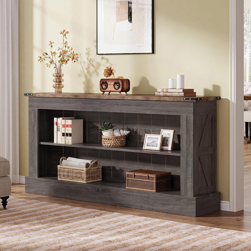 Tribesigns 63" Console Table, 3-Tier Entryway Table with Storage Shelves