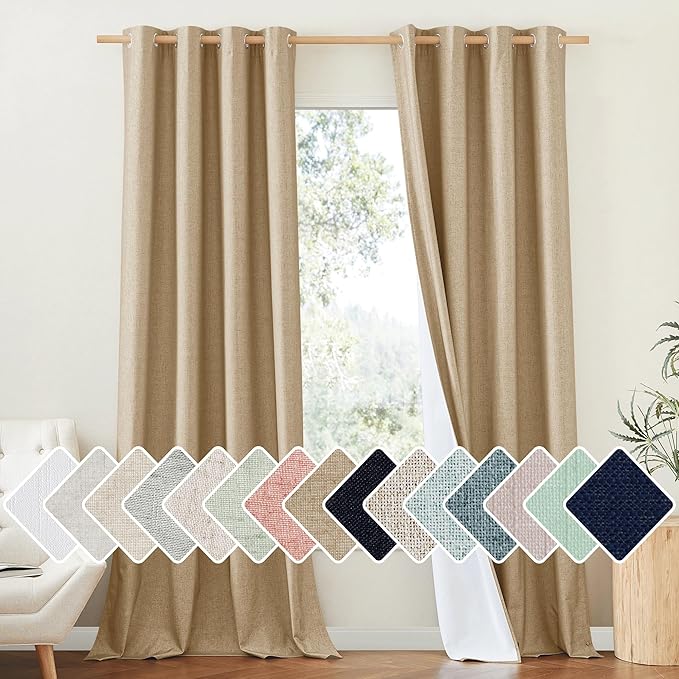 NICETOWN 100% Absolutely Blackout Linen Curtains by NICETOWN