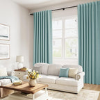 Guken Light Blue 100% Blackout Linen Curtains 100 Inch Length 2 Panels Set - Image 8