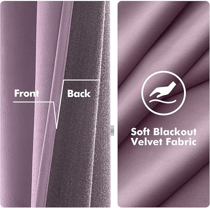 MIULEE Velvet Curtains Lavender Light Purple Elegant Grommet Thermal Insulated - Image 3