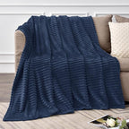 BEDELITE Fleece Blanket Twin Size – 3D Ribbed Jacquard Soft and Warm Decorative - Image 2