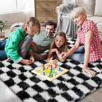 Large Area Rugs for Living Room Bedroom, 9x12 Black and White Fluffy Soft - Image 3